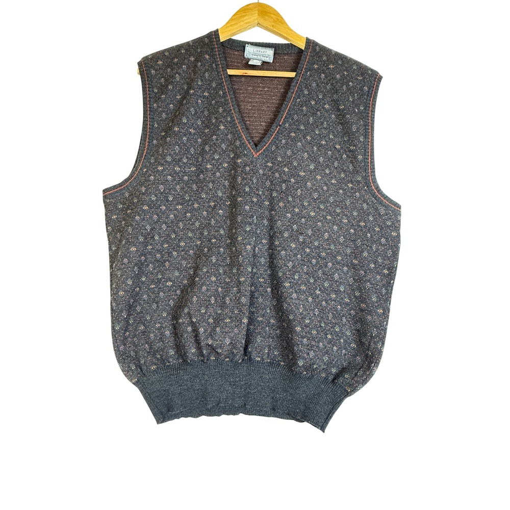 Tricots St Raphael Vintage Wool Sweater Vest Mens XL Charcoal Gray V-Neck Knit